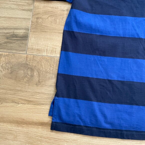 Polo Ralph Lauren Shirt Youth XL Blue & Black Stripe Rugby Collared Small Pony - Picture 9 of 12